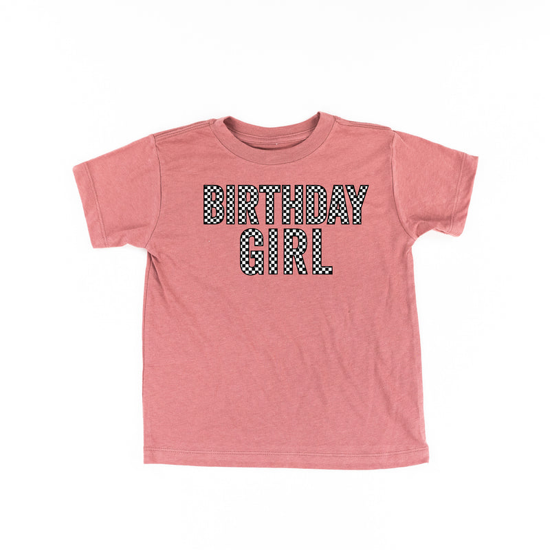 BIRTHDAY GIRL - BLOCK FONT CHECKERS - Child Shirt