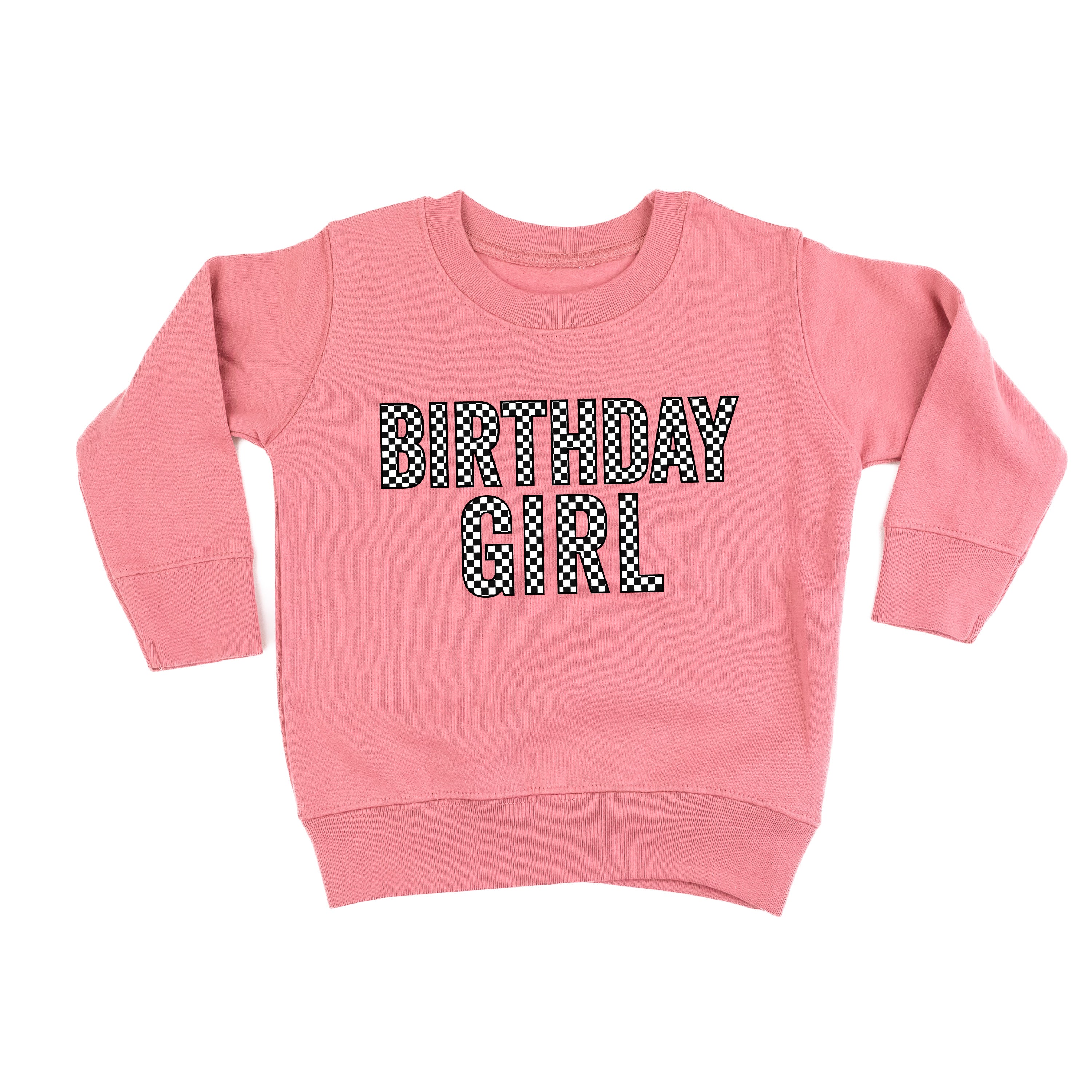BIRTHDAY GIRL - BLOCK FONT CHECKERS - Child Sweater