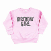 BIRTHDAY GIRL - BLOCK FONT CHECKERS - Child Sweater