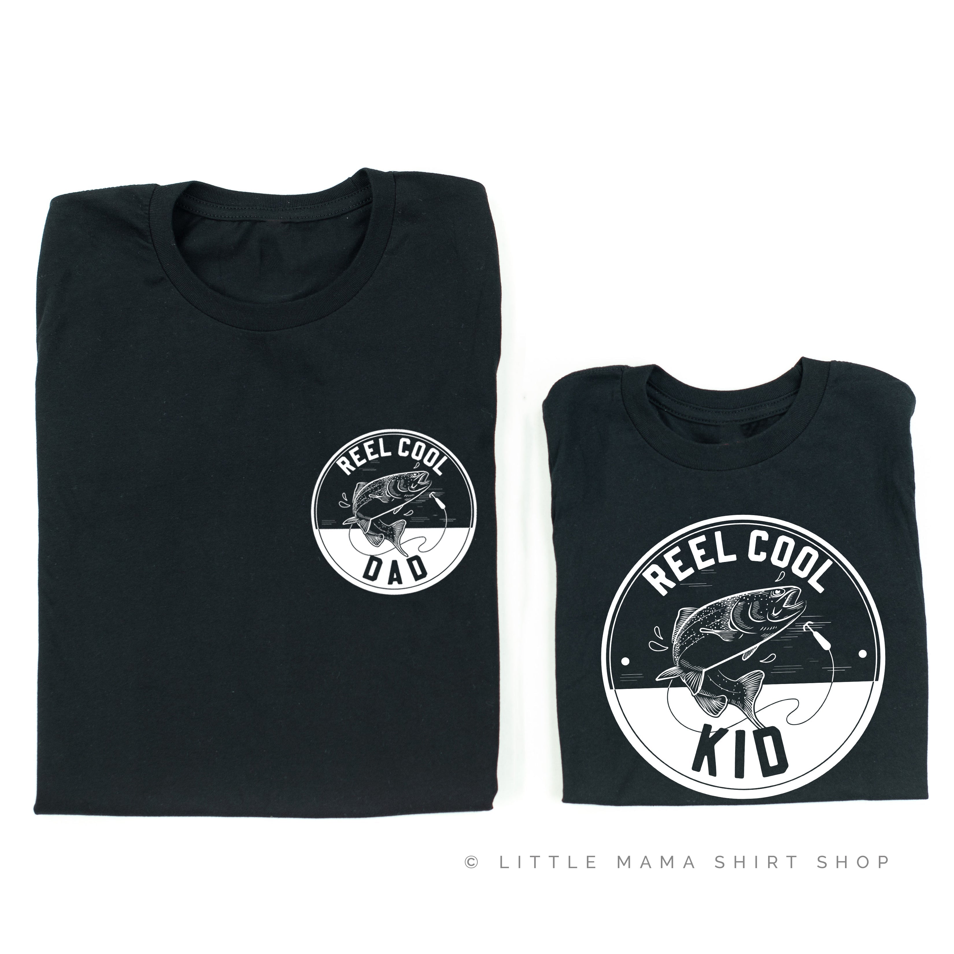 Reel Cool Dad (pocket) / Kid - Set of 2 Tees Little Mama Shirt Shop