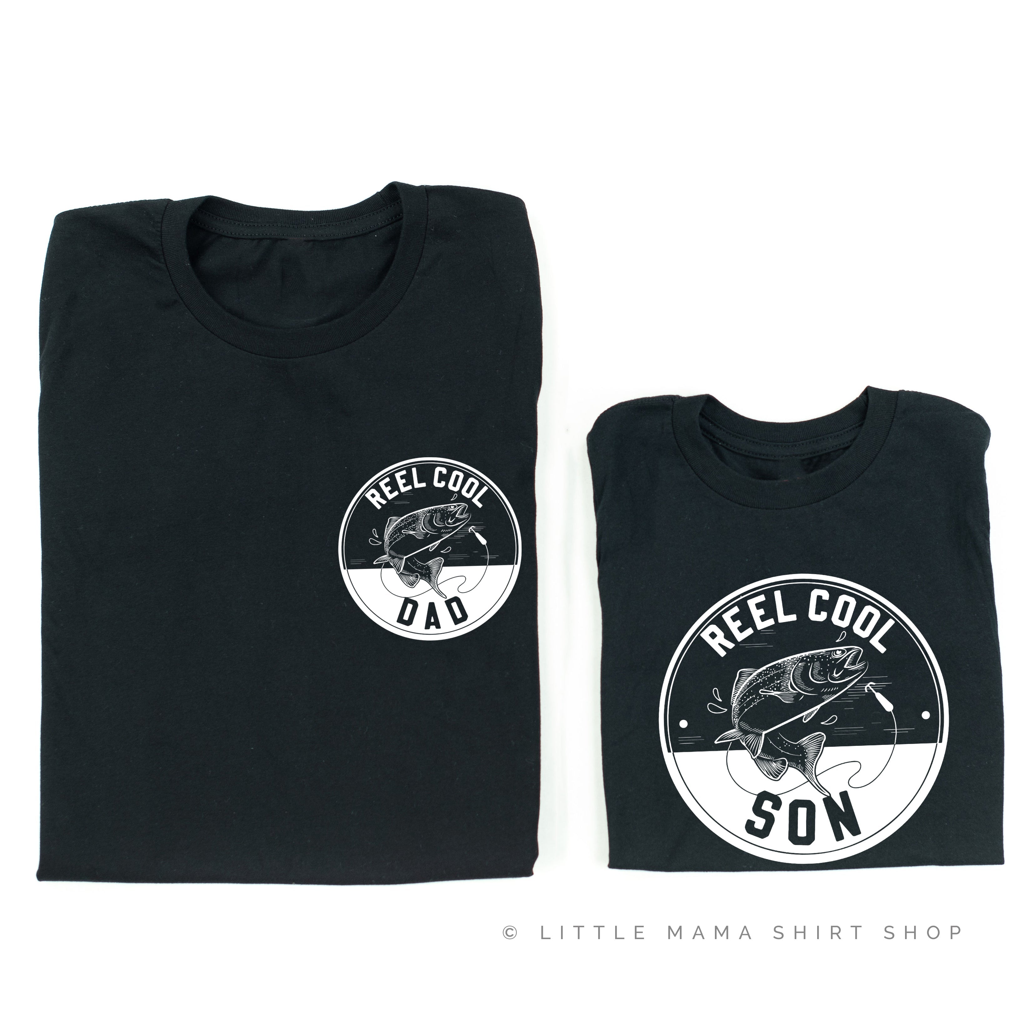 Reel Cool Dad (pocket)/ Son - Set of 2 Tees Little Mama Shirt Shop