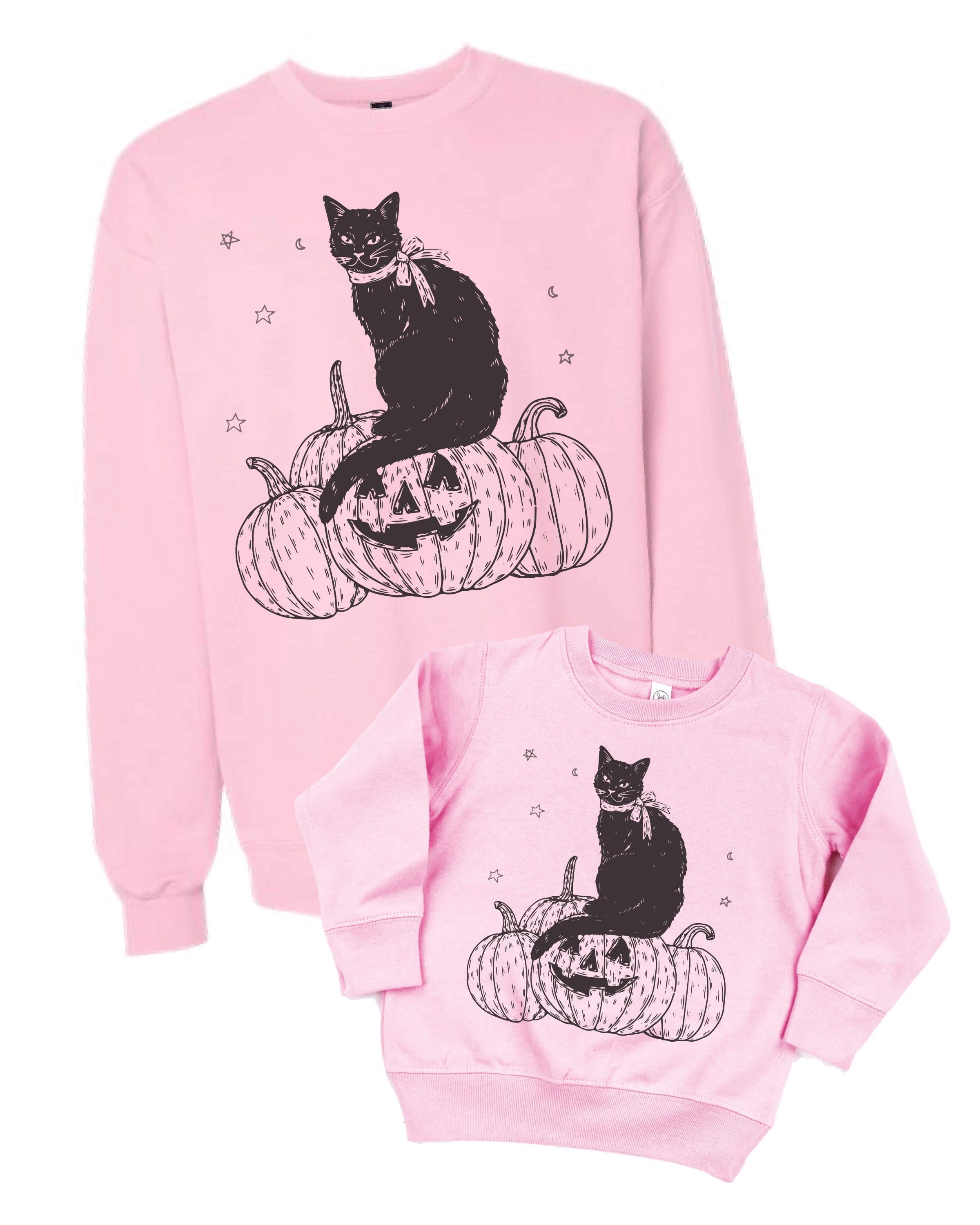 Black Cat on the Prowl - Set of 2 Basic Fleece Sweaters Little Mama Shirt Shop
