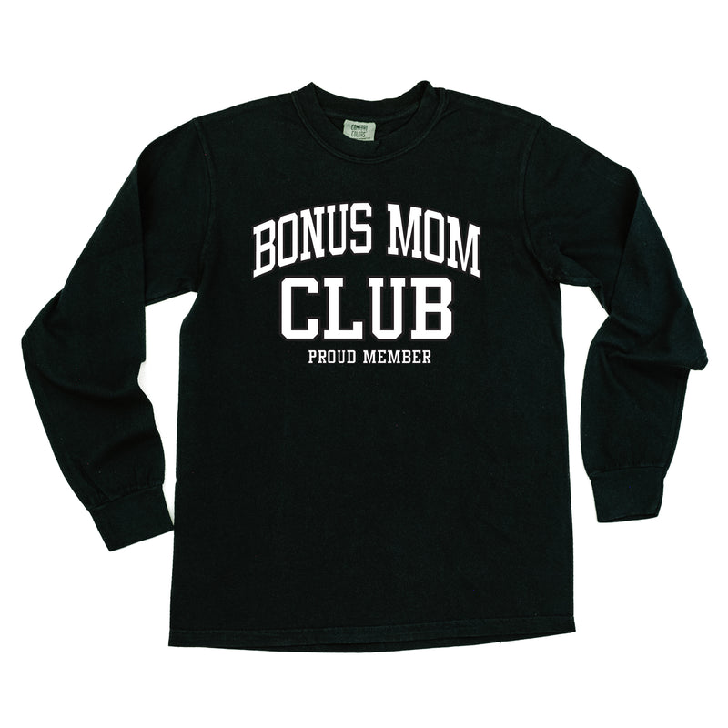 Varsity Style - BONUS MOM Club - Proud Member - LONG SLEEVE COMFORT COLORS TEE
