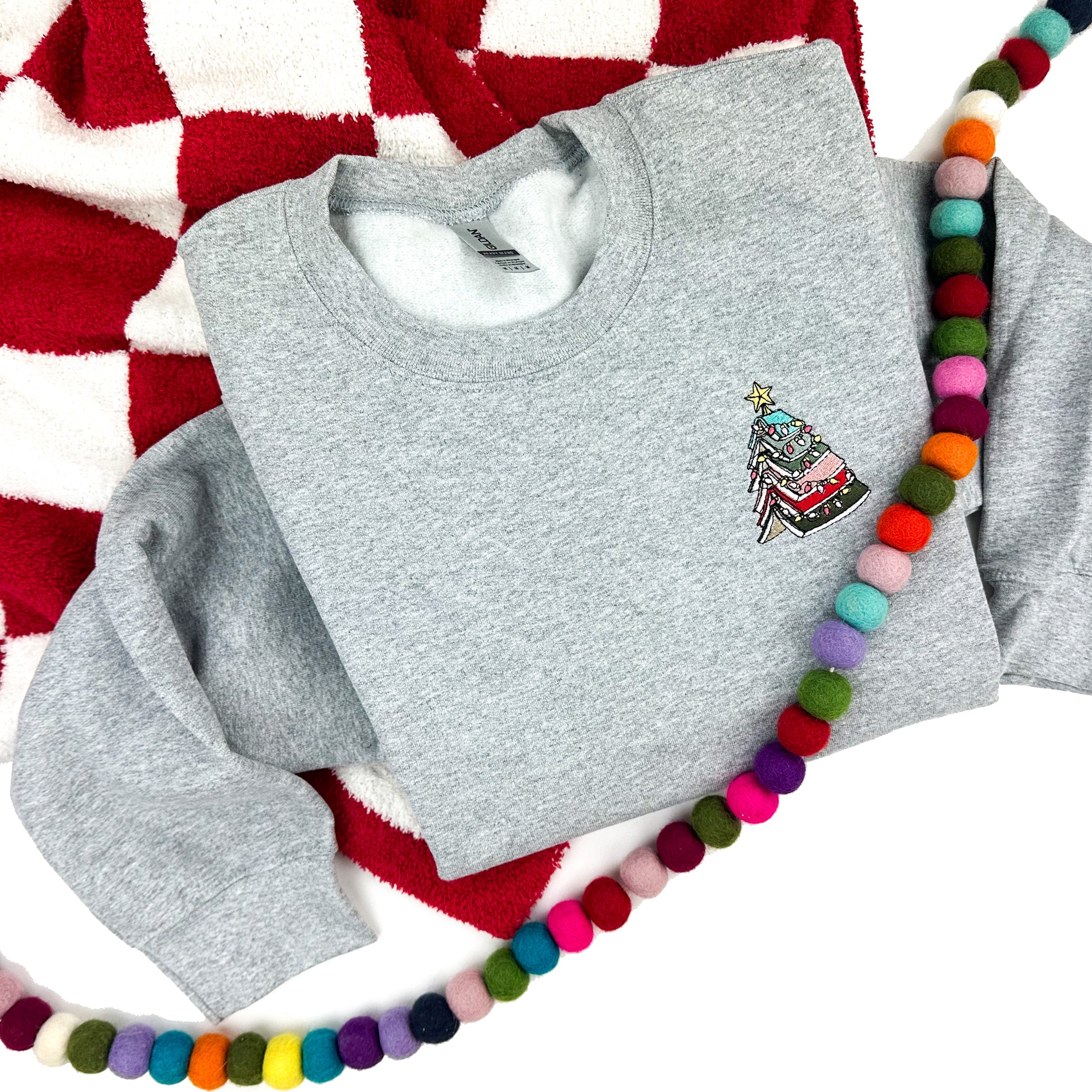 Embroidered BASIC Fleece - Gray - Booked For Christmas Little Mama Shirt Shop LLC