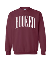 Basic fleece in maroon with 'BOOKED' graphic on chest, shown on flat lay – Little Mama Shirt Shop