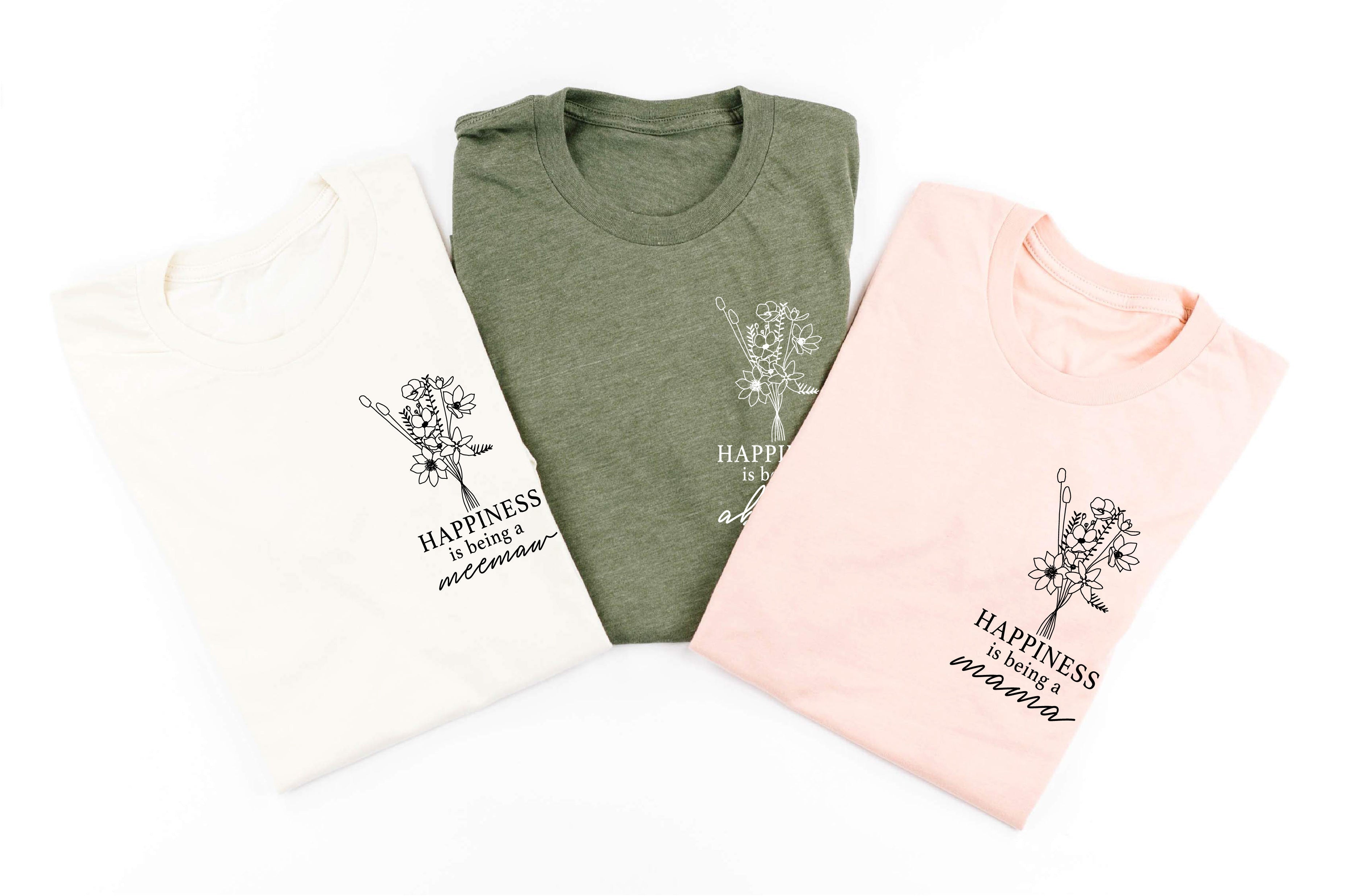 Bouquet Style - "Happiness Is Being a _______" (pocket) - (Choose Your Name) - Unisex Tee Little Mama Shirt Shop