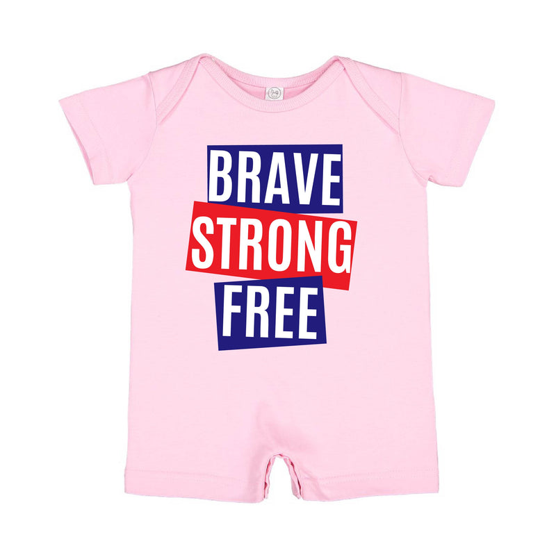 BRAVE STRONG FREE - Short Sleeve / Shorts - One Piece Baby Romper