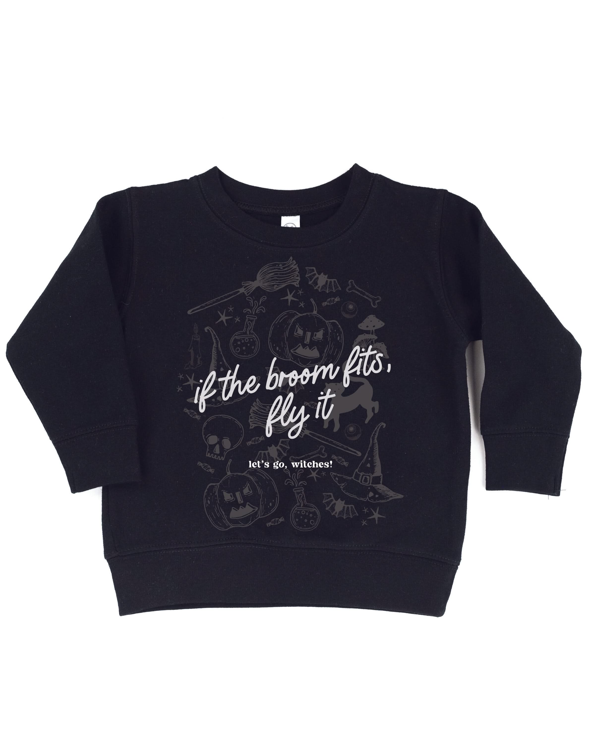 If The Broom Fits, Fly It - Black Child Sweater Little Mama Shirt Shop