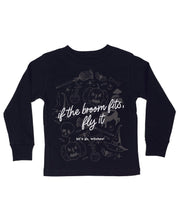 If The Broom Fits, Fly It - Black Child Long Sleeve Tee Little Mama Shirt Shop