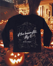 If The Broom Fits, Fly It - Black Child Long Sleeve Tee Little Mama Shirt Shop