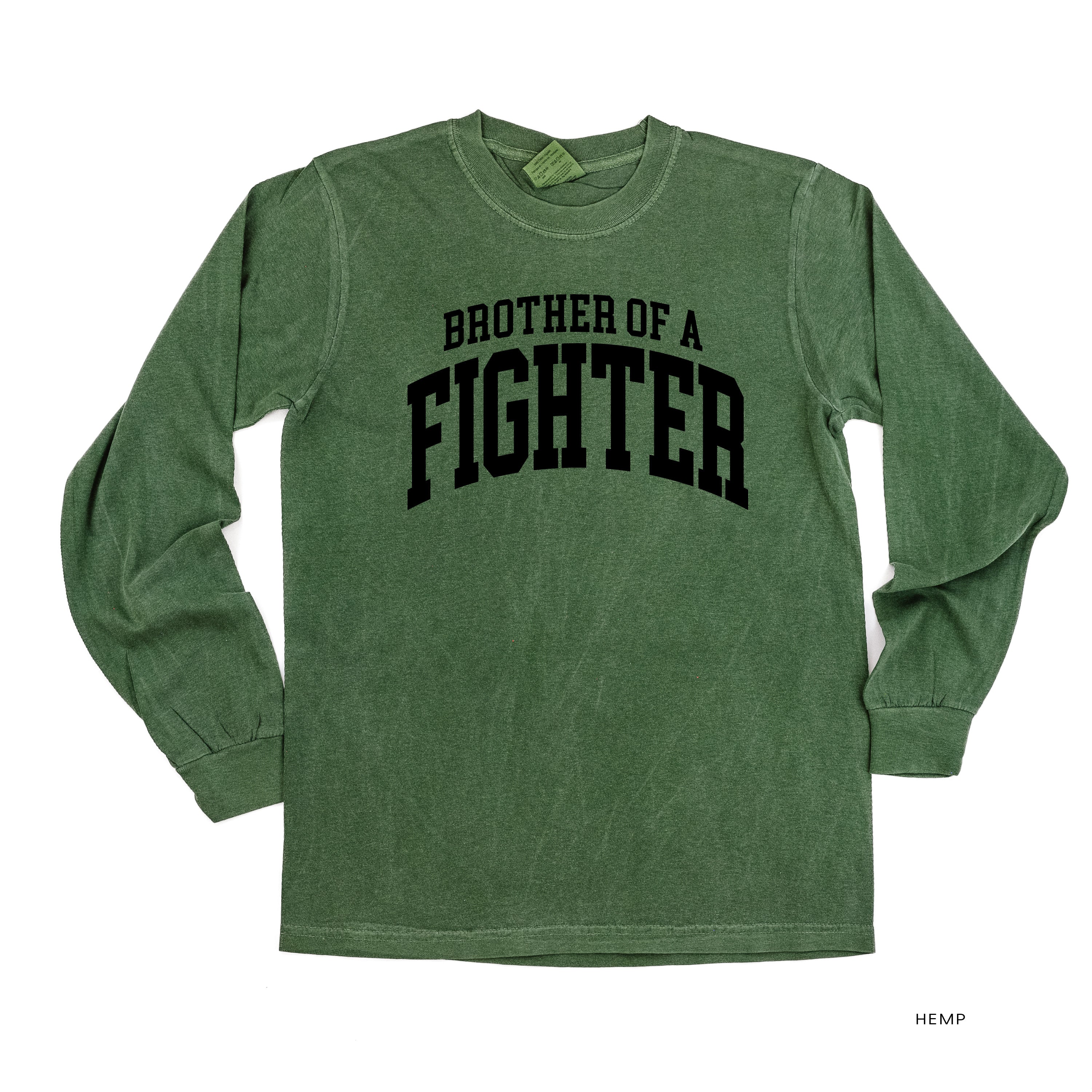 Brother of a Fighter - Varsity - Long Sleeve Comfort Colors Tee Little Mama Shirt Shop