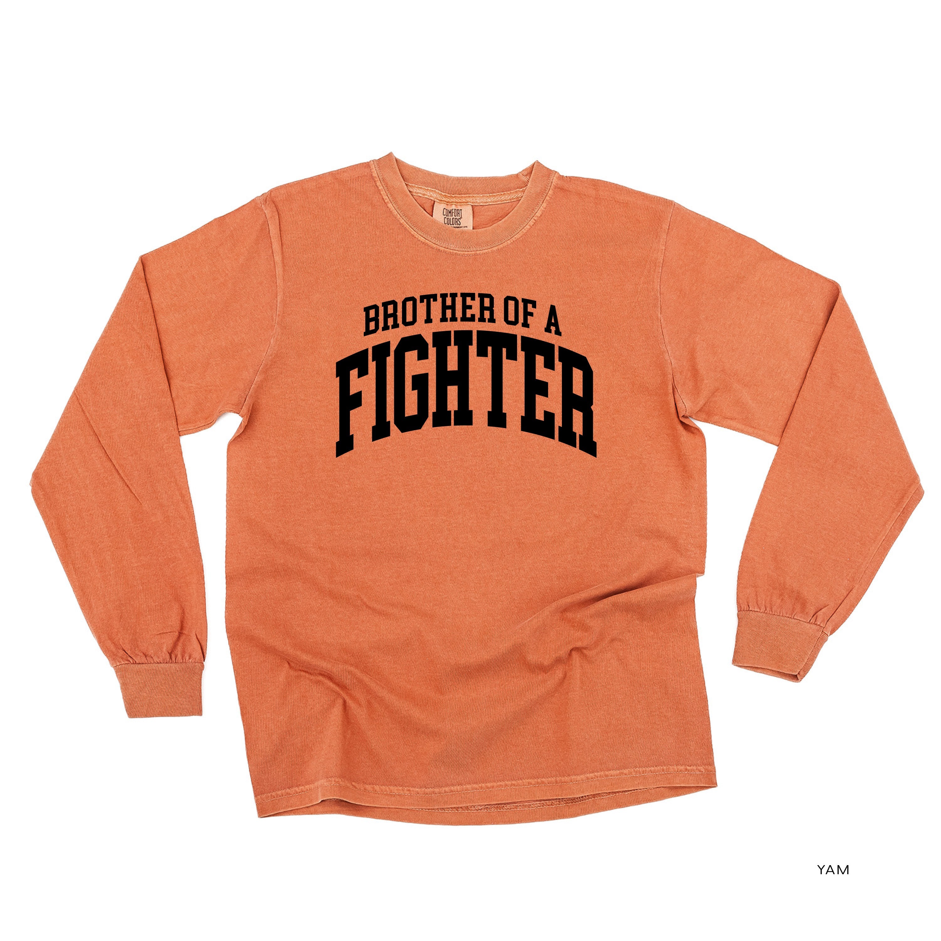Brother of a Fighter - Varsity - Long Sleeve Comfort Colors Tee Little Mama Shirt Shop