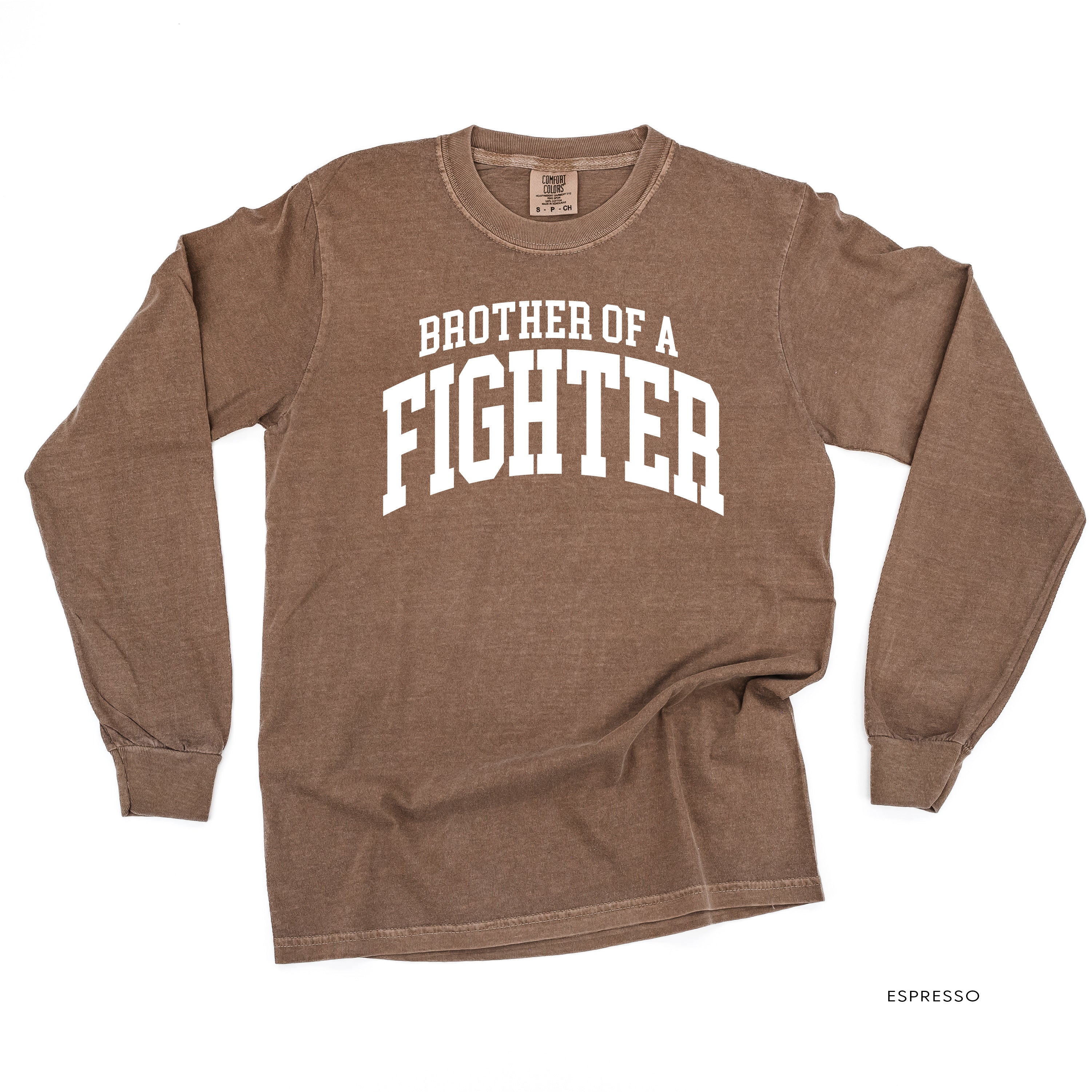 Brother of a Fighter - Varsity - Long Sleeve Comfort Colors Tee Little Mama Shirt Shop