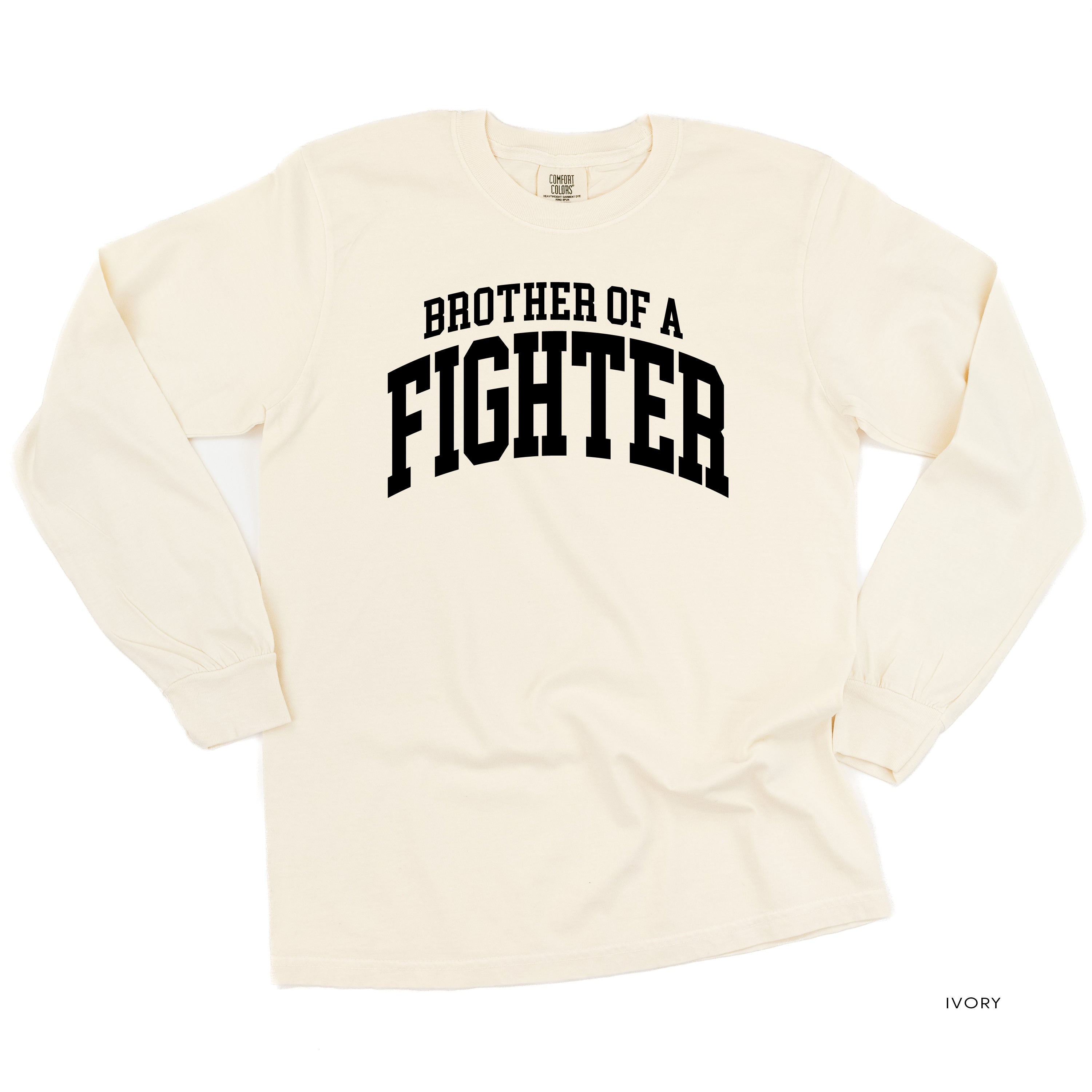 Brother of a Fighter - Varsity - Long Sleeve Comfort Colors Tee Little Mama Shirt Shop