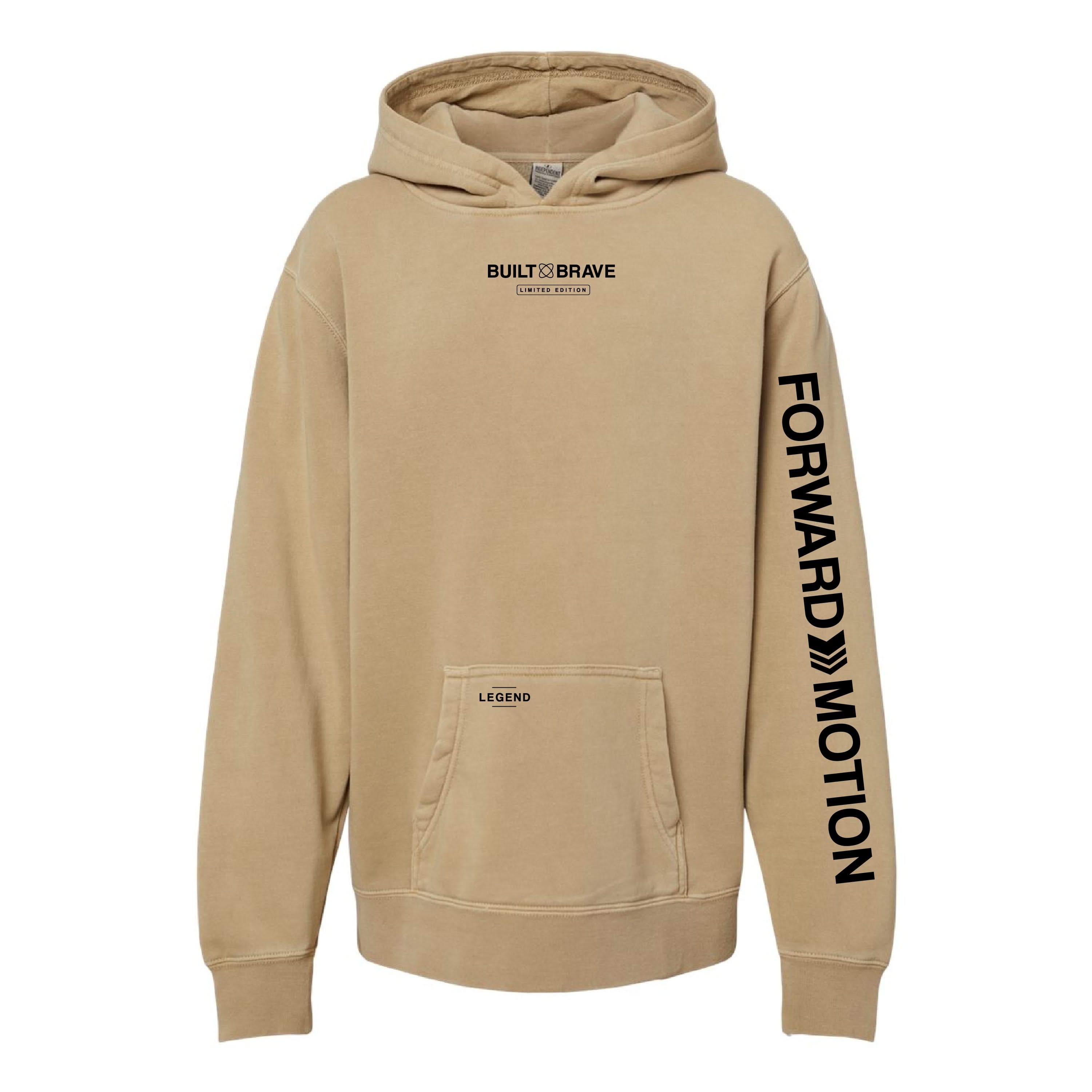 Embroidered/Printed - BUILT BRAVE HOODIE - Youth Pigment Little Mama Shirt Shop LLC