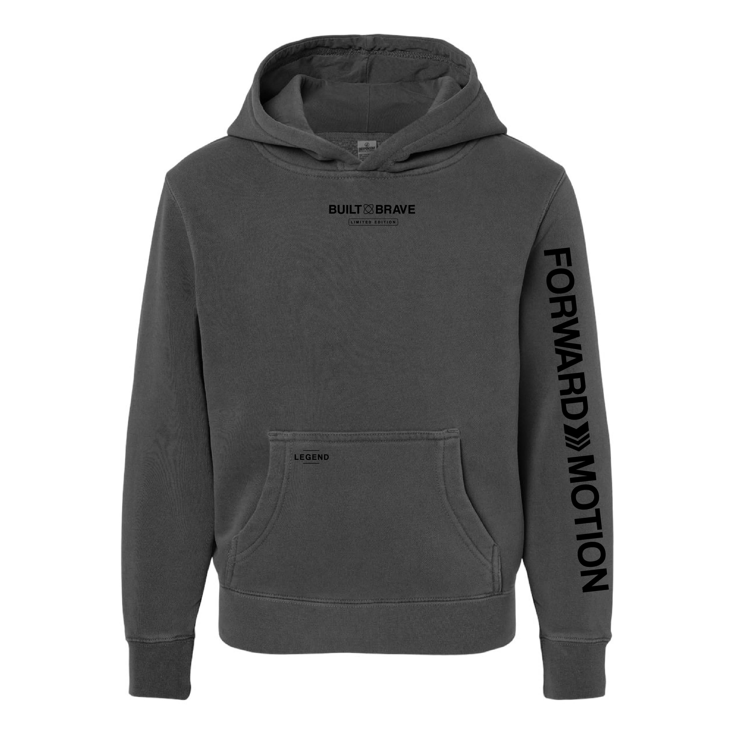 Embroidered/Printed - BUILT BRAVE HOODIE - Youth Pigment Little Mama Shirt Shop LLC