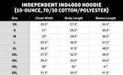 Independent IND4000 Hoodie Size Chart