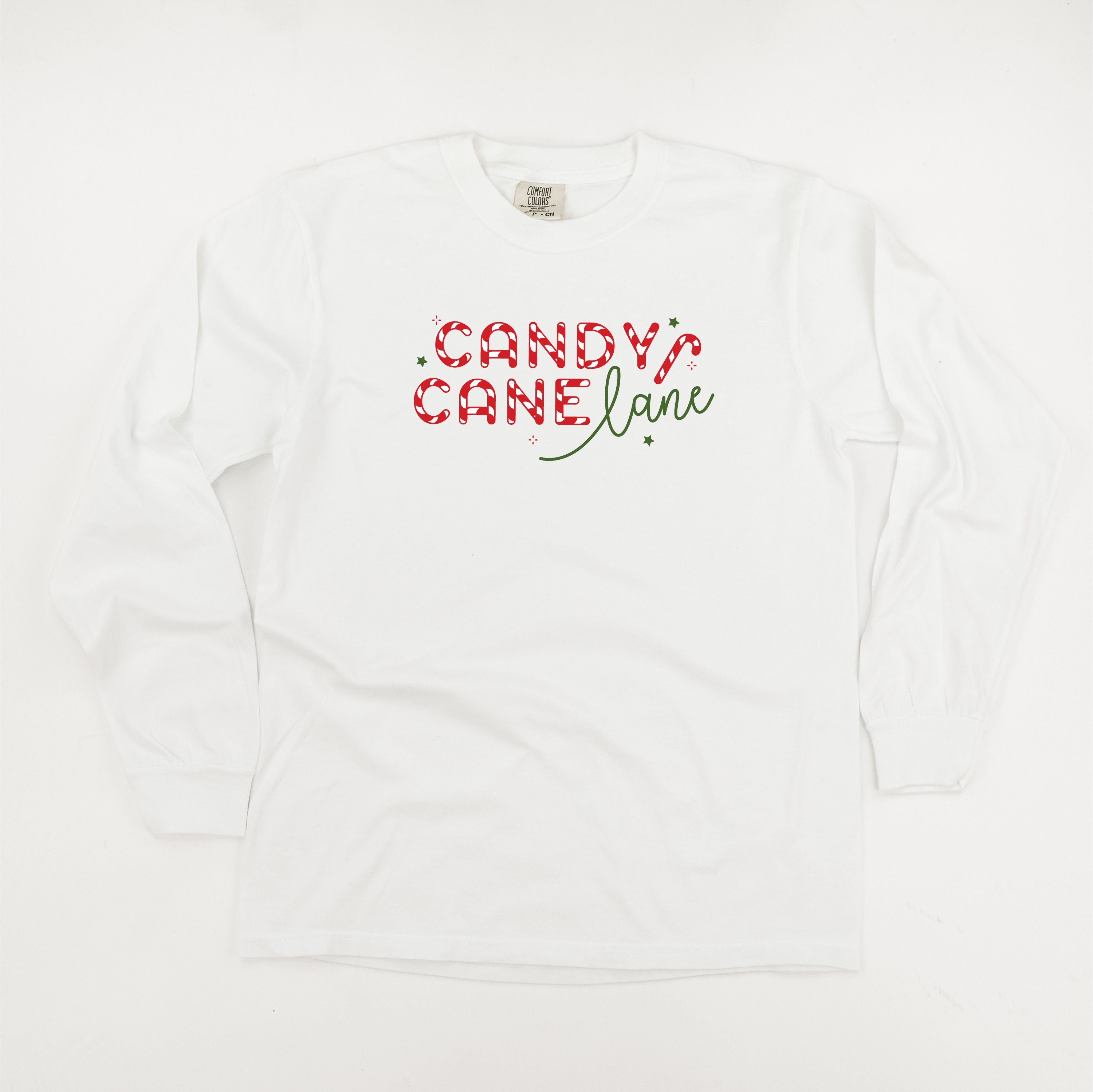 Candy Cane Lane - LONG SLEEVE Comfort Colors Tee Little Mama Shirt Shop