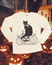 Black Cat on the Prowl - Long Sleeve Comfort Colors Tee Little Mama Shirt Shop