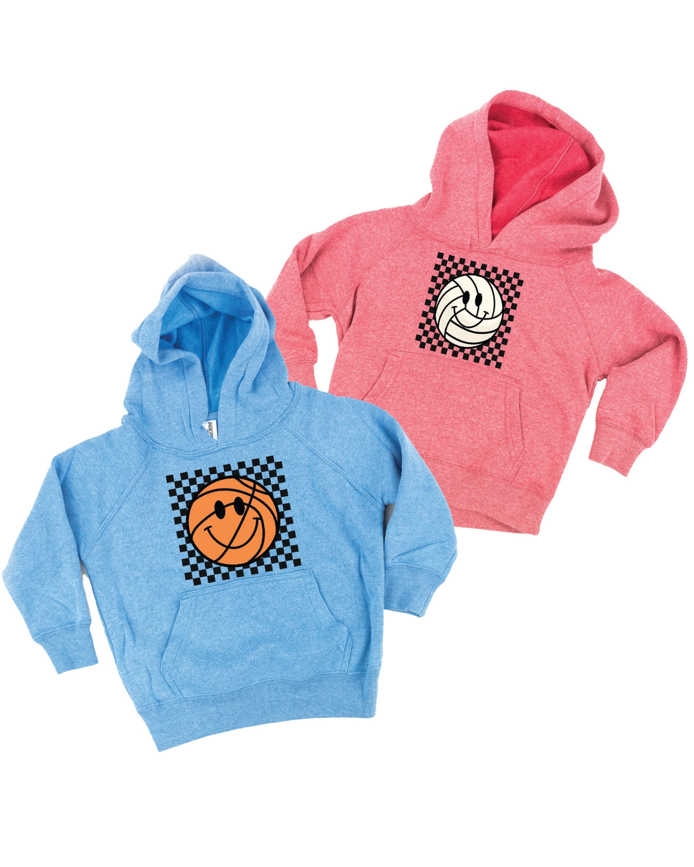 Checkers Smiley - (Choose Your Sports Ball) - Child Hoodie Little Mama Shirt Shop LLC
