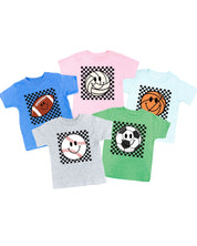 Checkers Smiley - (Choose Your Sports Ball) - Child Tee Little Mama Shirt Shop