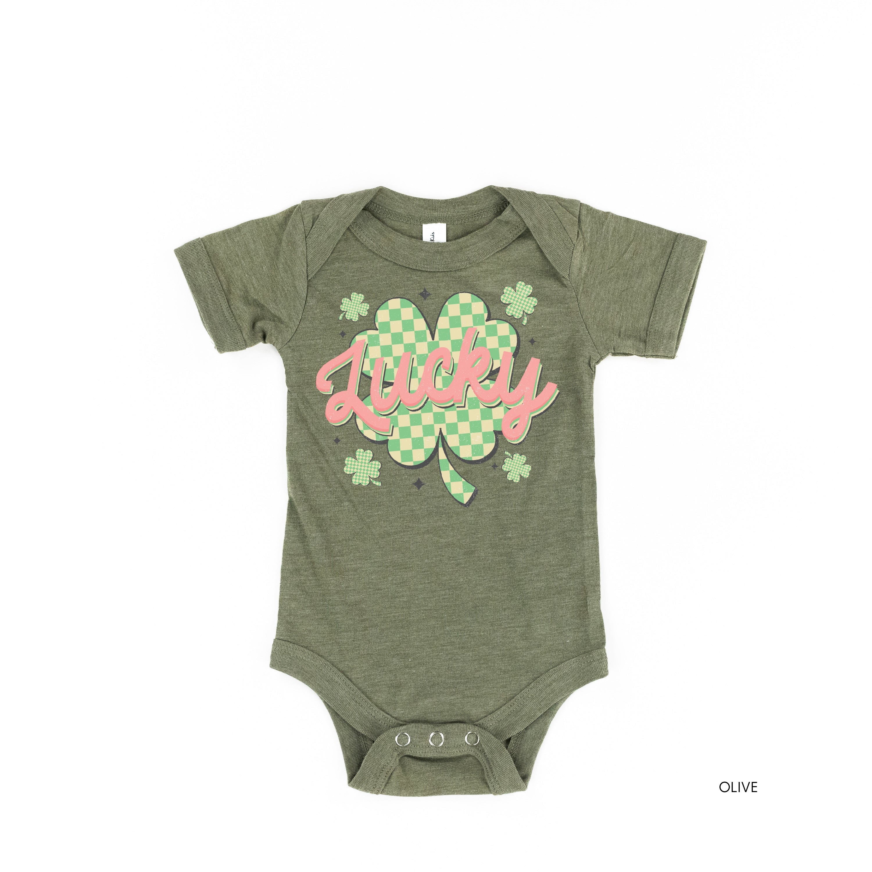 Checkered Lucky Shamrock - Infant Bodysuit/Tee Little Mama Shirt Shop