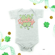 Checkered Lucky Shamrock - Infant Bodysuit/Tee Little Mama Shirt Shop
