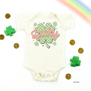 Checkered Lucky Shamrock - Infant Bodysuit/Tee Little Mama Shirt Shop
