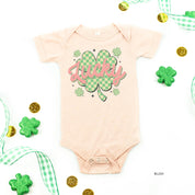 Checkered Lucky Shamrock - Infant Bodysuit/Tee Little Mama Shirt Shop
