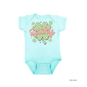 Checkered Lucky Shamrock - Infant Bodysuit/Tee Little Mama Shirt Shop