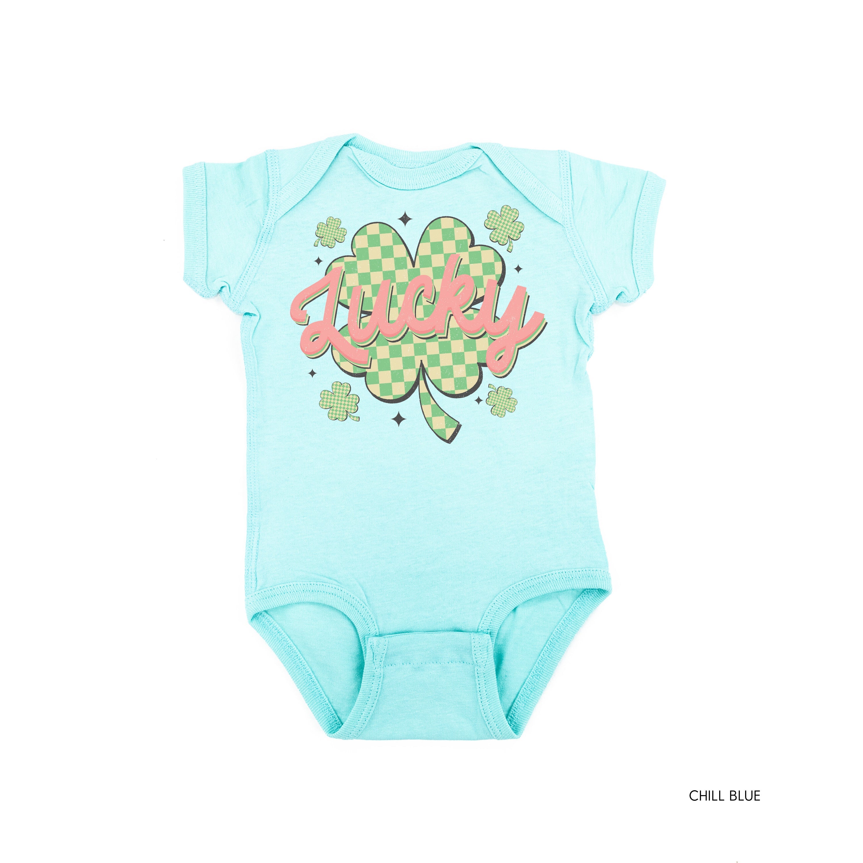 Checkered Lucky Shamrock - Infant Bodysuit/Tee Little Mama Shirt Shop