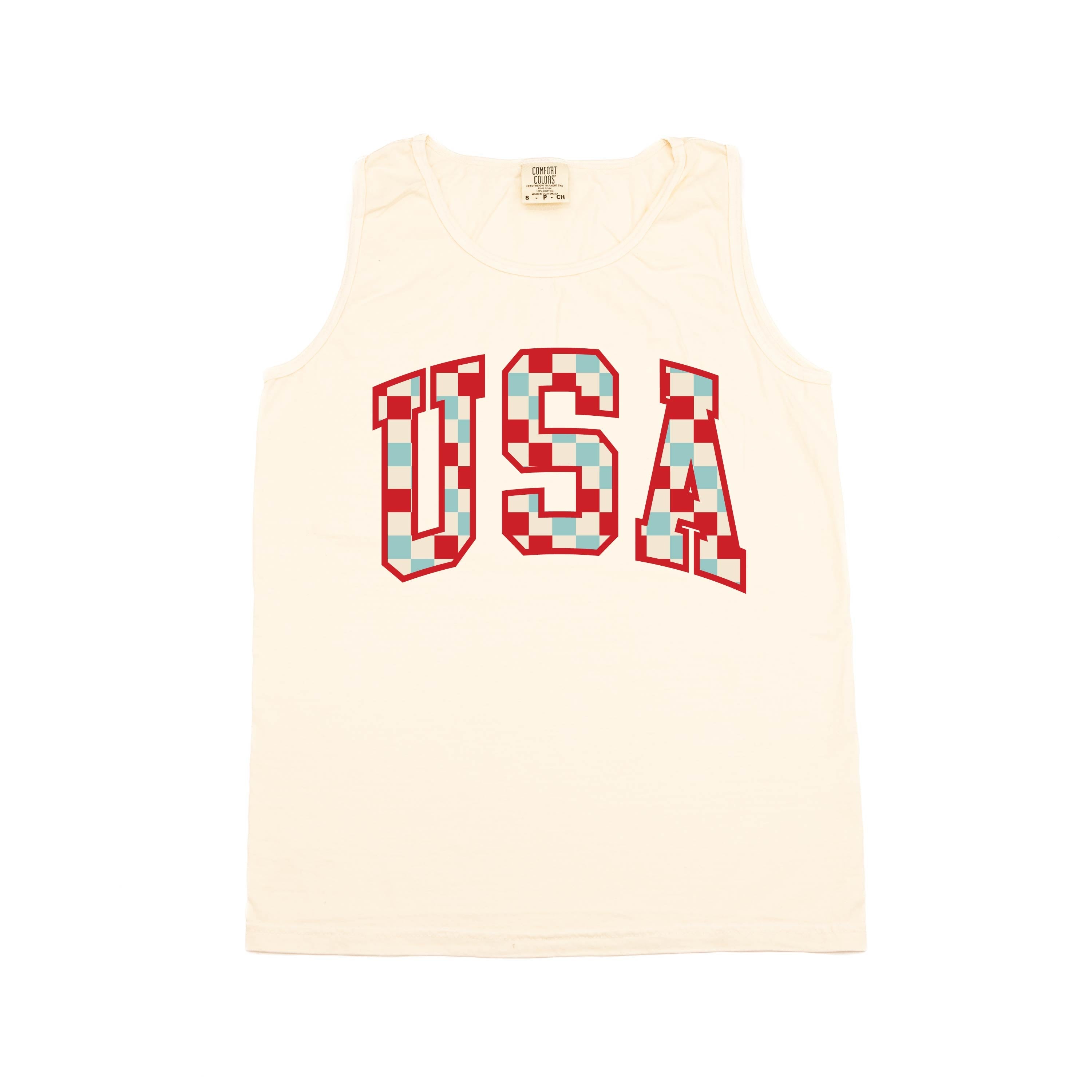 Checkered USA - Comfort Colors TANK Little Mama Shirt Shop LLC