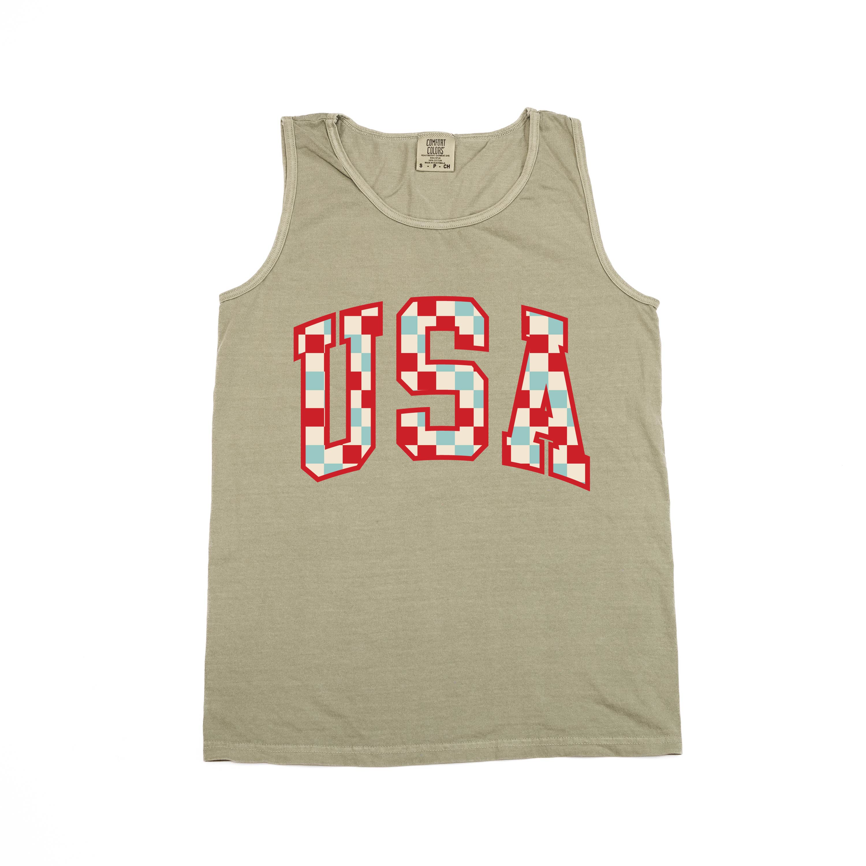 Checkered USA - Comfort Colors TANK Little Mama Shirt Shop LLC