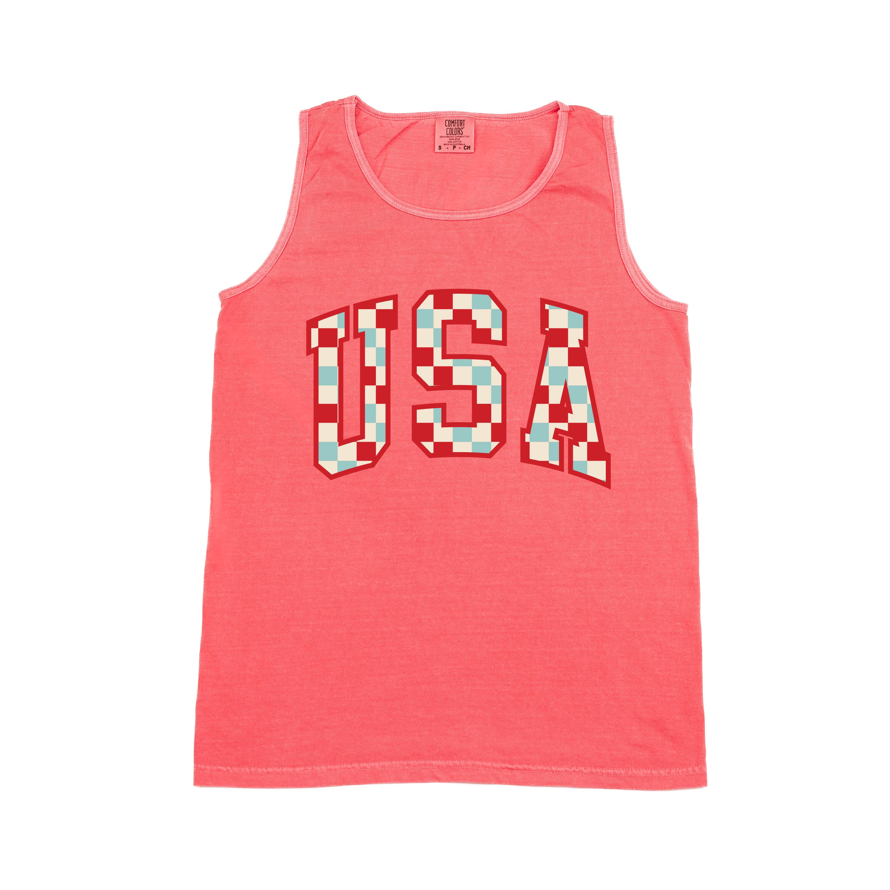 Checkered USA - Comfort Colors TANK Little Mama Shirt Shop LLC