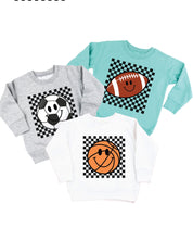 Checkers Smiley - (Choose Your Sports Ball) - Child Sweater Little Mama Shirt Shop