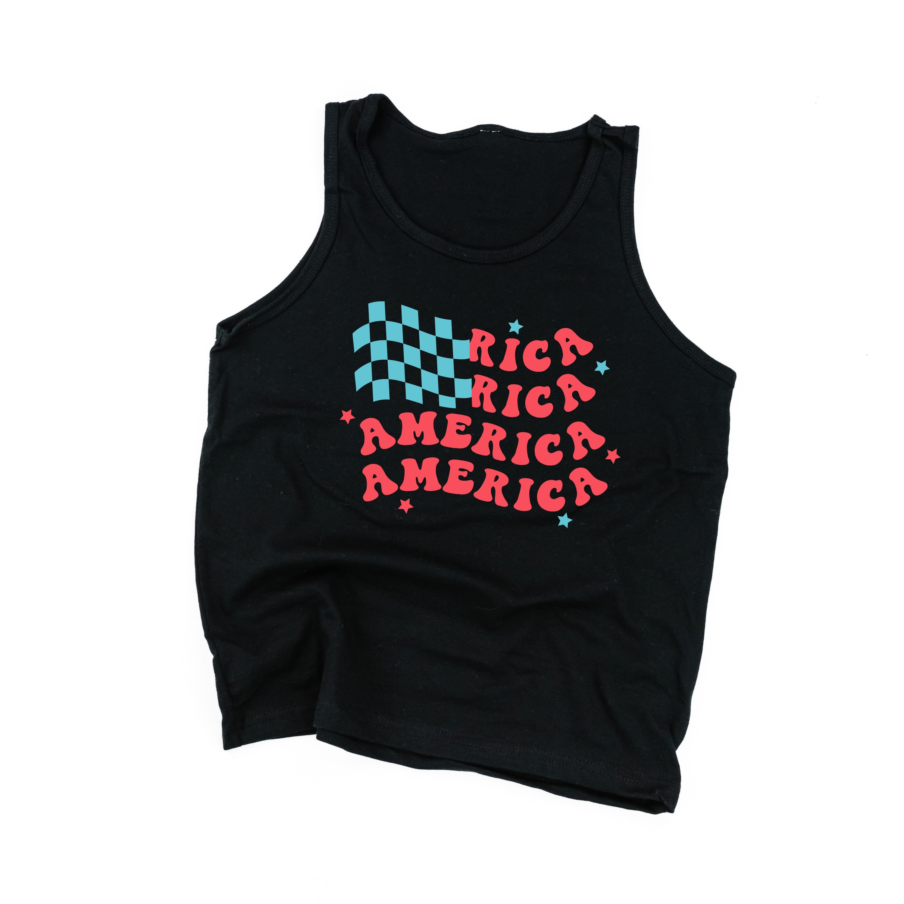 America Checkers Flag - Child Jersey TANK Little Mama Shirt Shop