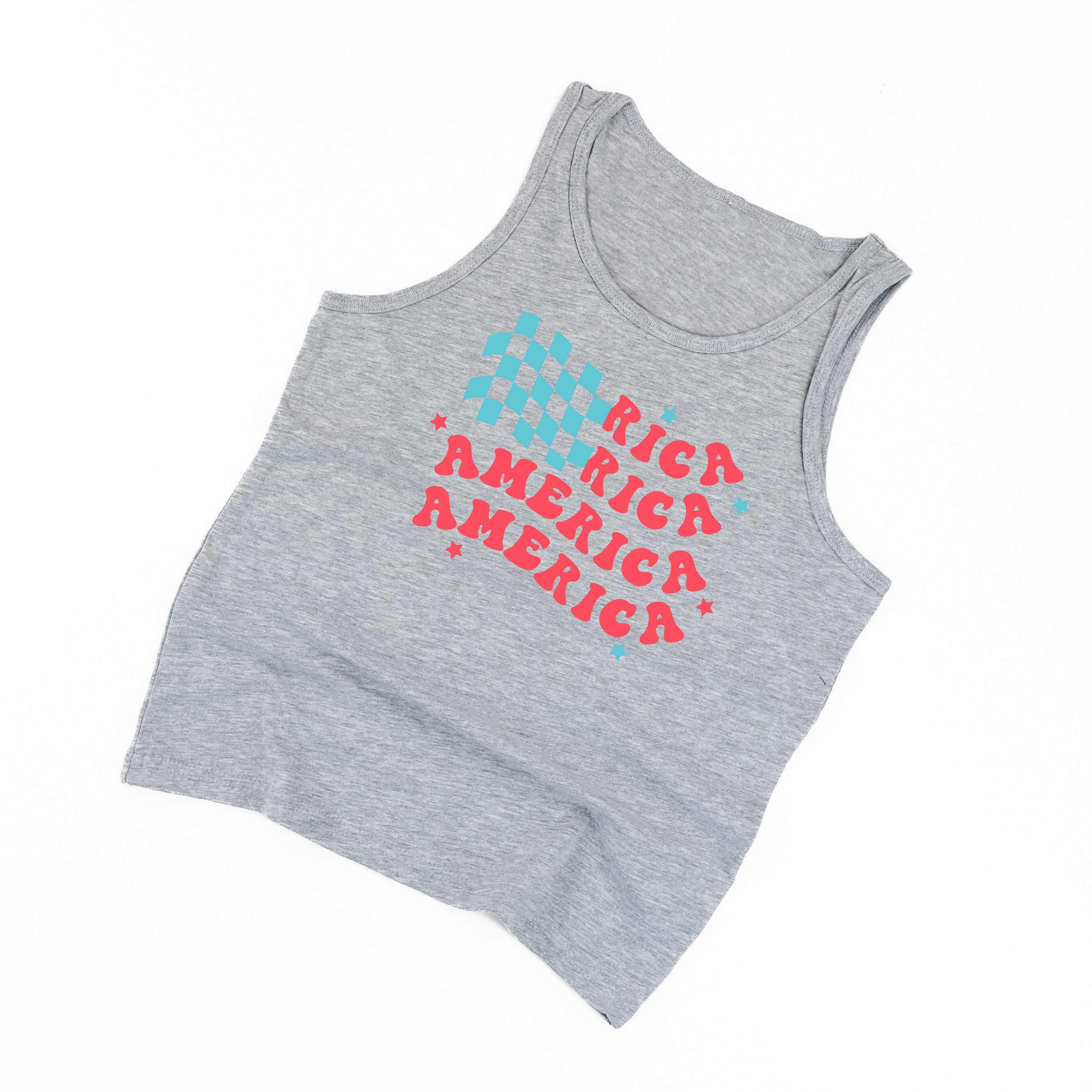 America Checkers Flag - Child Jersey TANK Little Mama Shirt Shop