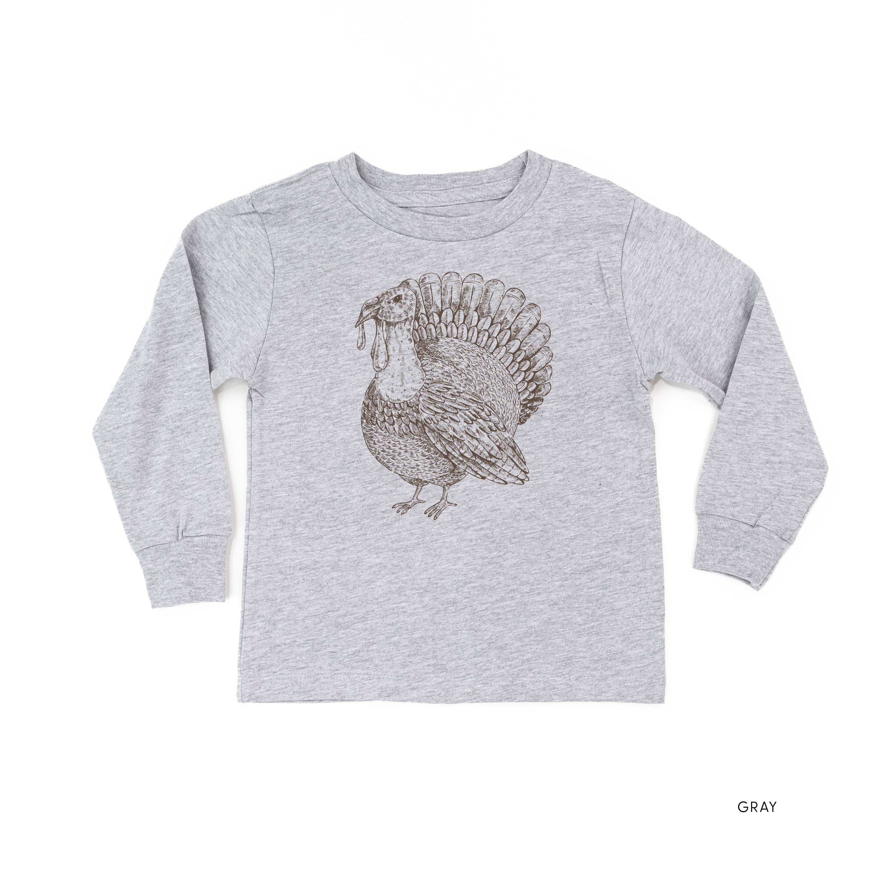 Thanksgiving Turkey Sketch - Child LONG SLEEVE Tee Little Mama Shirt Shop
