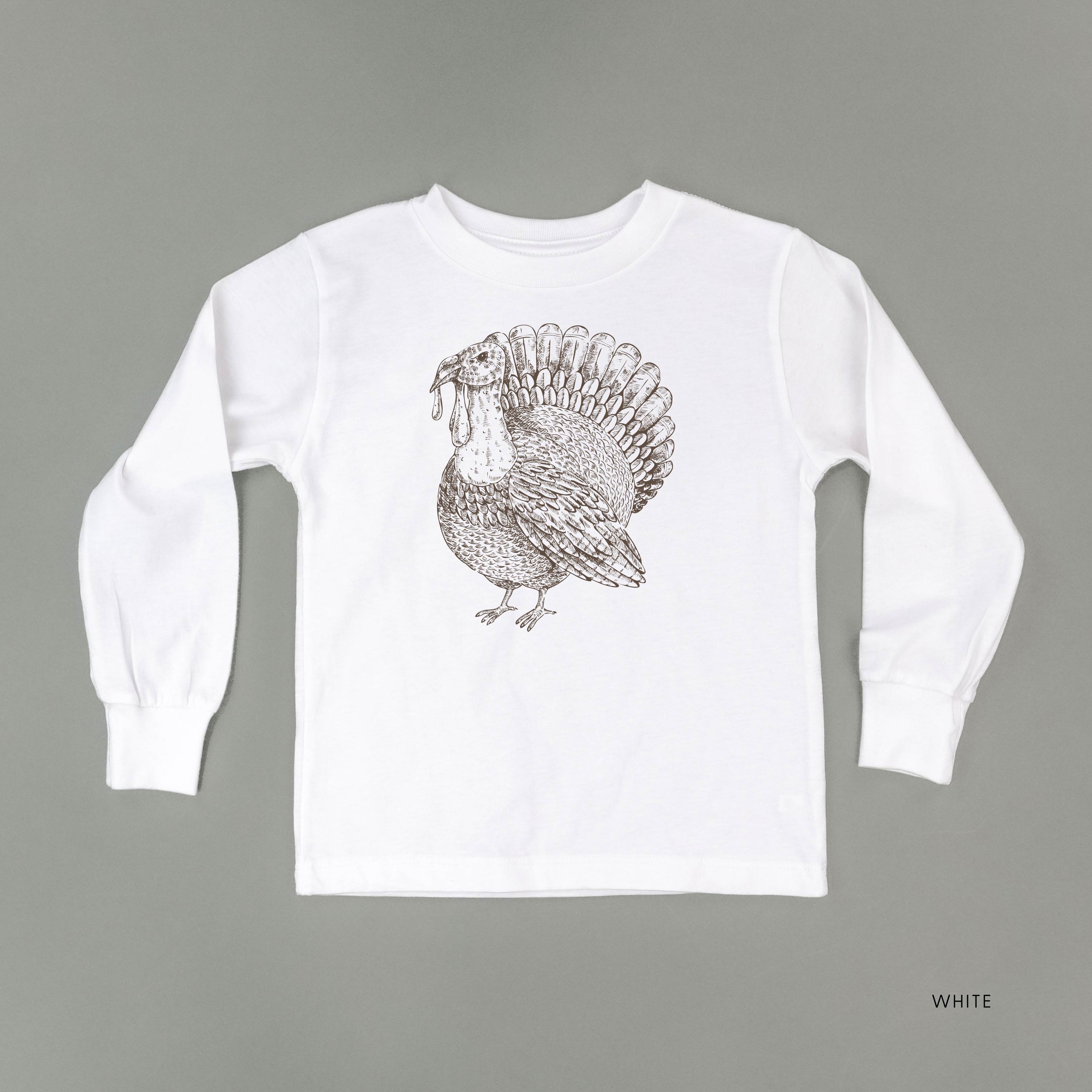 Thanksgiving Turkey Sketch - Child LONG SLEEVE Tee Little Mama Shirt Shop