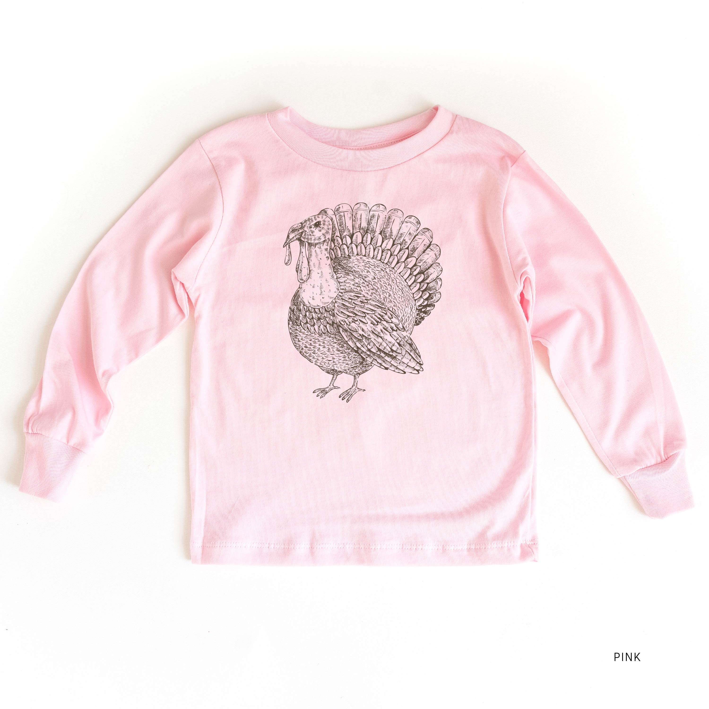 Thanksgiving Turkey Sketch - Child LONG SLEEVE Tee Little Mama Shirt Shop