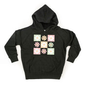 3x3 Checker Board Flowers - Child HOODIE Little Mama Shirt Shop LLC