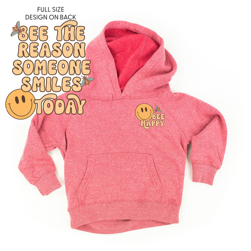 Bee Happy (Pocket) on Front w/ Bee the Reason Someone Smiles Today on Back - Child Hoodie