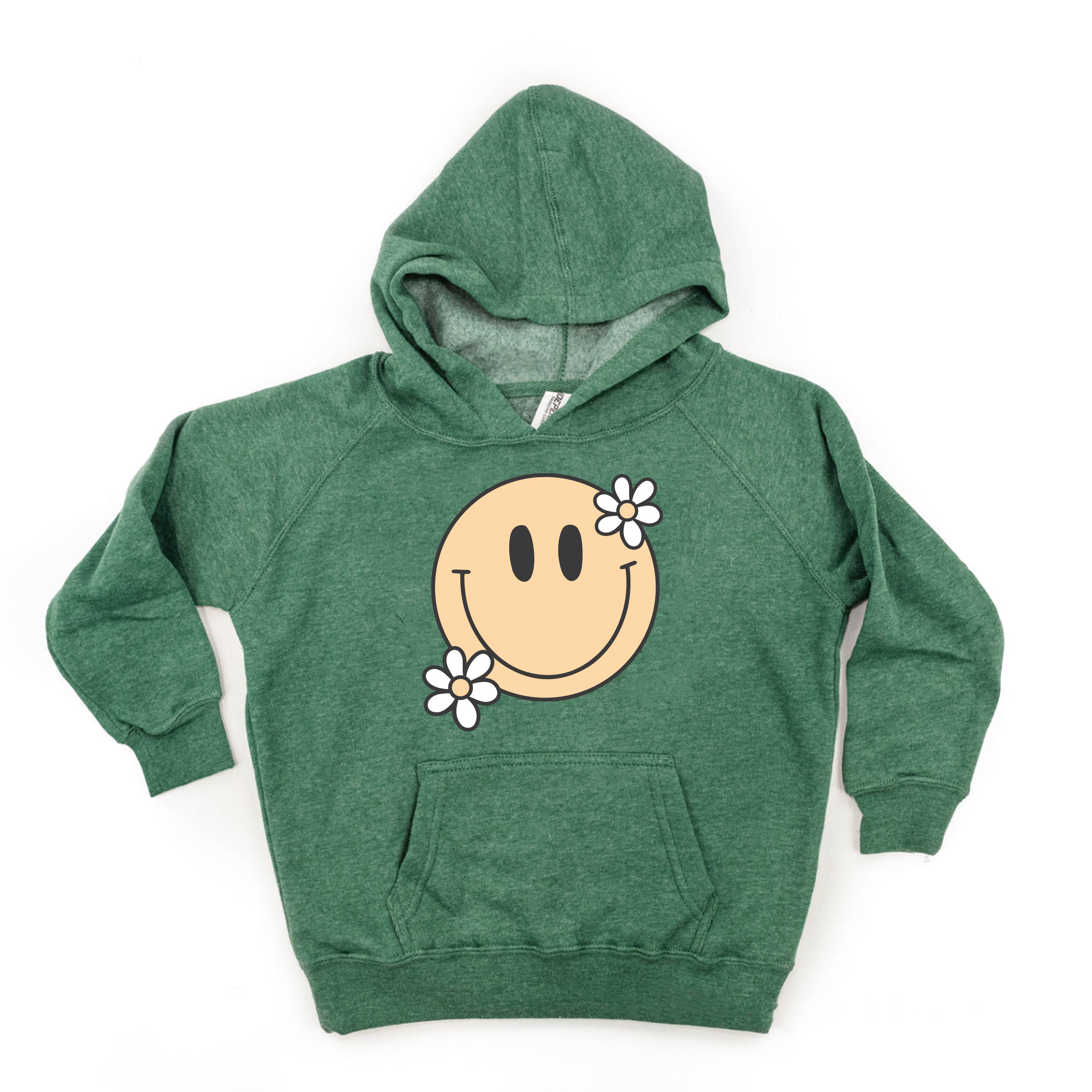 Big Smiley w/ Flowers - Child Hoodie Little Mama Shirt Shop LLC