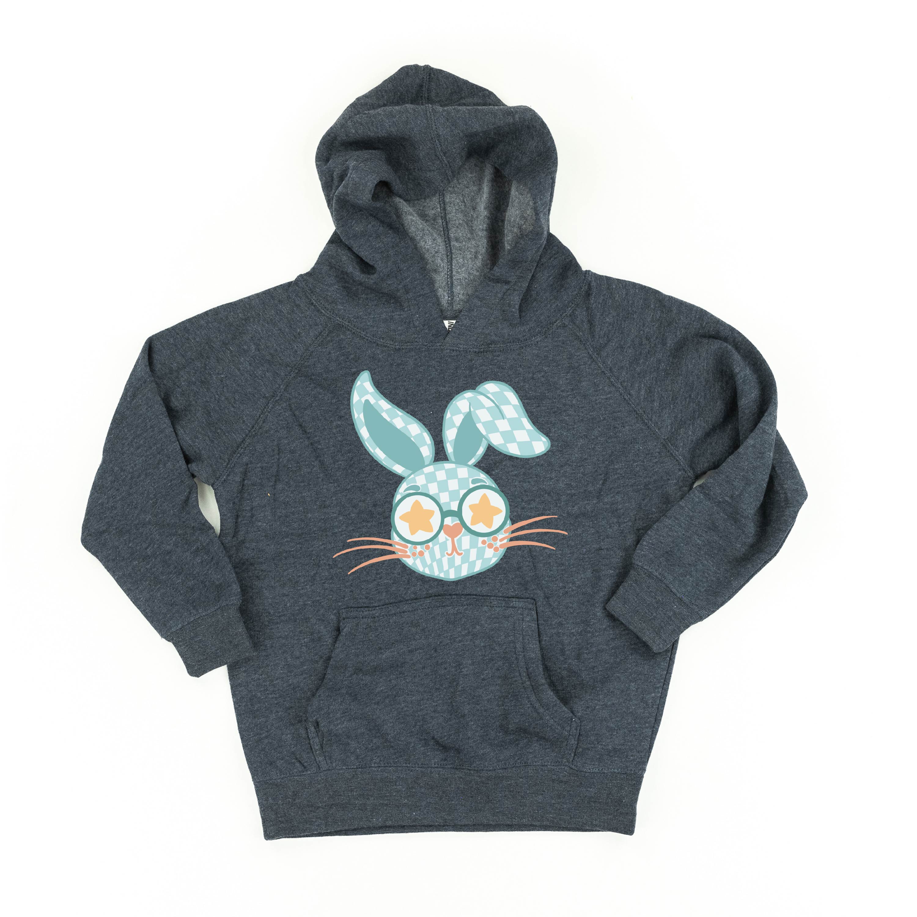 Blue Checkered Bunny - Child HOODIE Little Mama Shirt Shop LLC