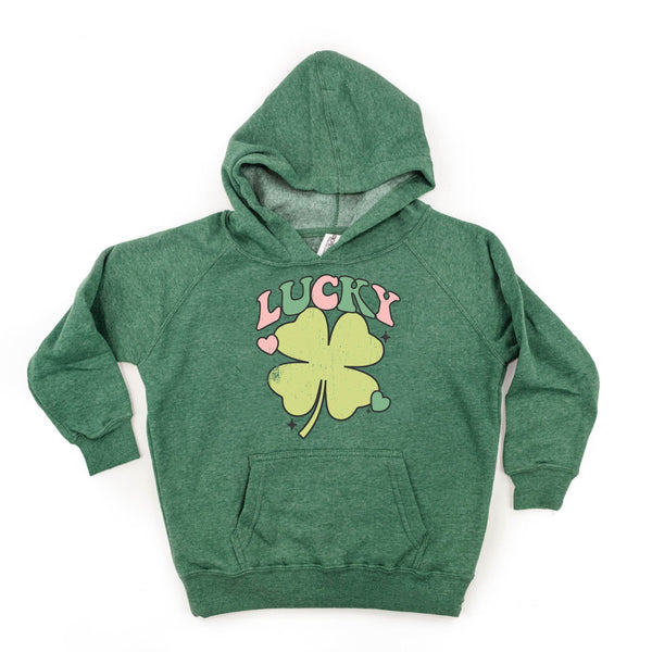 Pink and Green Oversized Lucky Shamrock - Child Hoodie