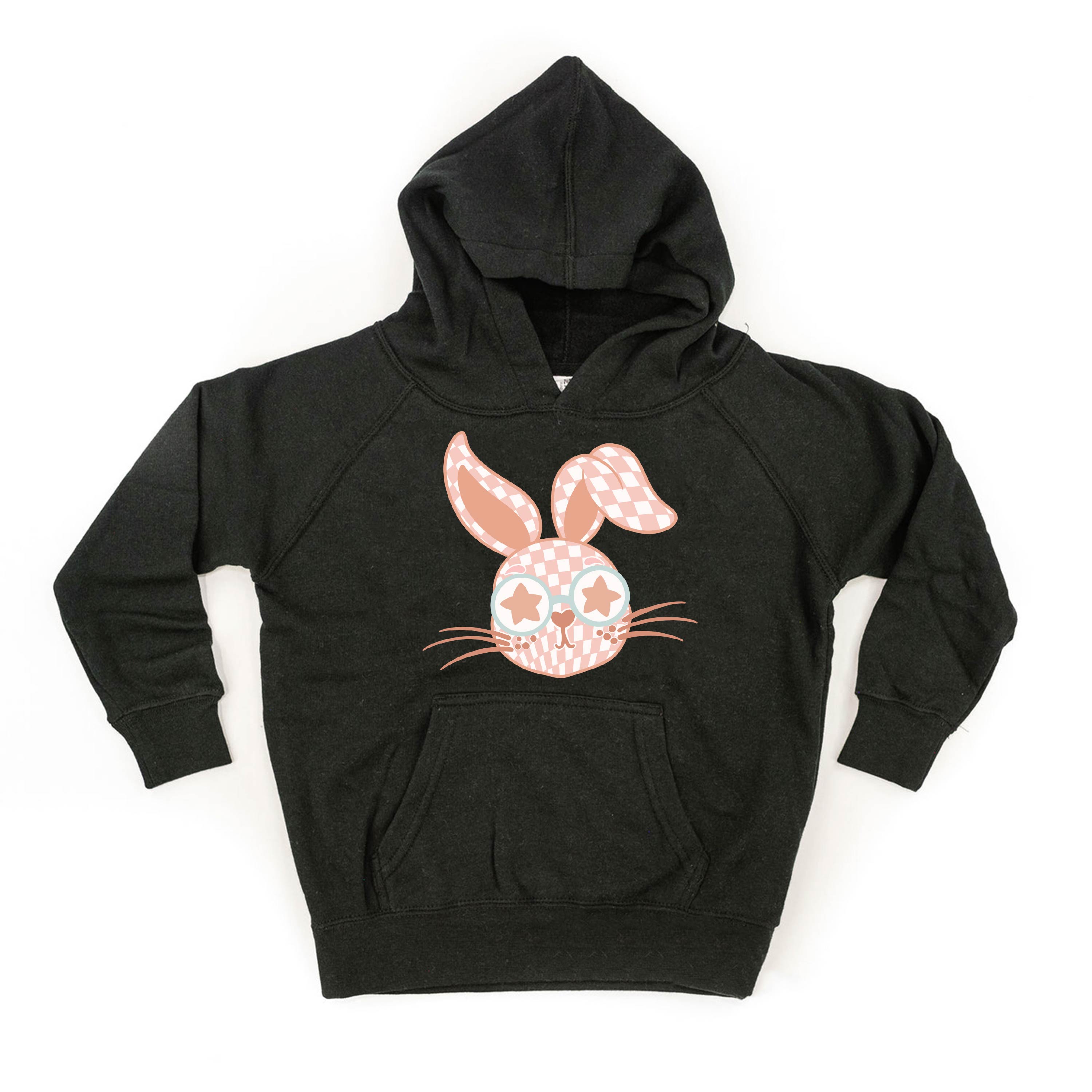 Pink Checkered Bunny - Child HOODIE Little Mama Shirt Shop LLC