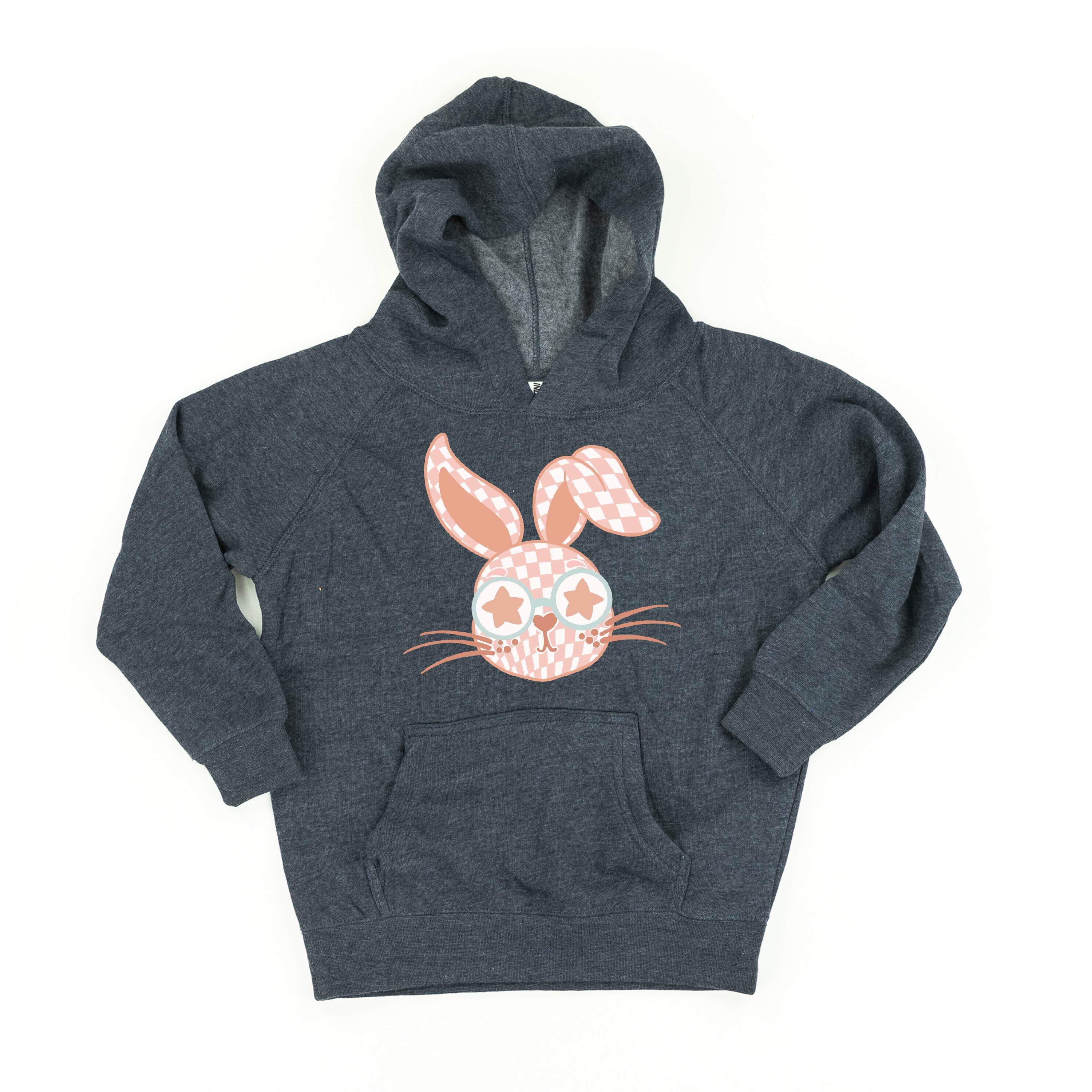 Pink Checkered Bunny - Child HOODIE Little Mama Shirt Shop LLC