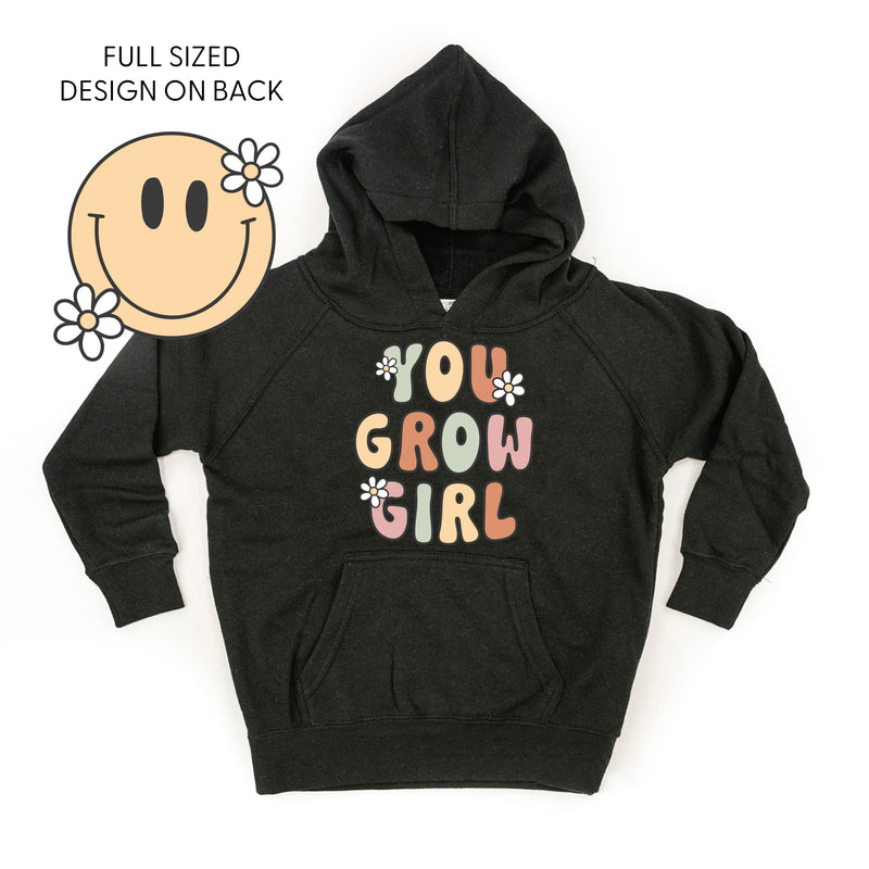 You Grow Girl on Front w/ Smiley and Flowers on Back - Child Hoodie