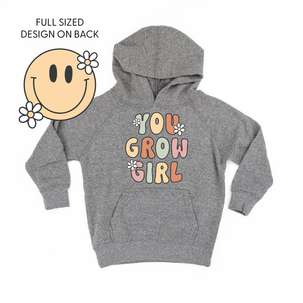 You Grow Girl on Front w/ Smiley and Flowers on Back - Child Hoodie