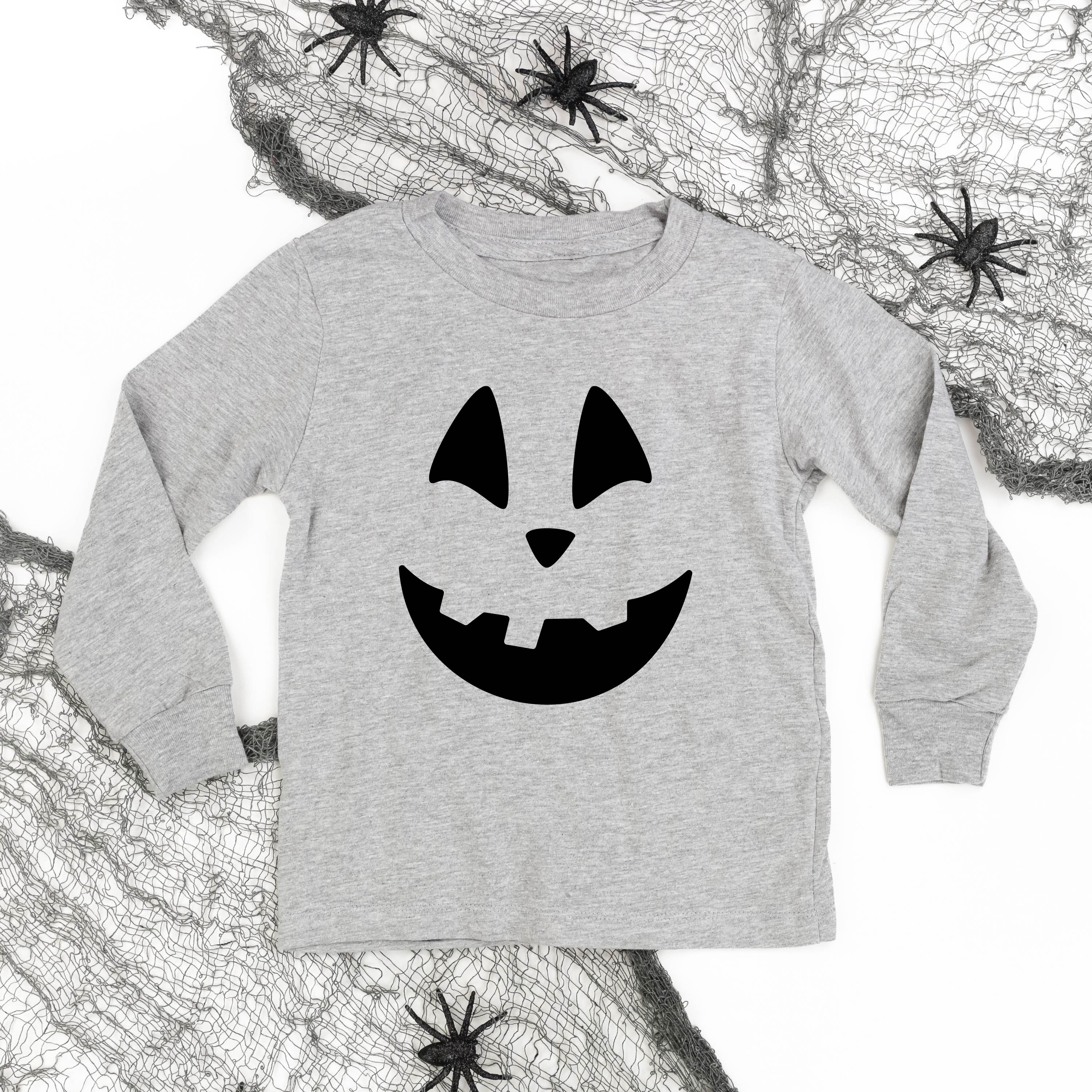 Happy Jack-o'-lantern Face - Child Long Sleeve Tee Little Mama Shirt Shop